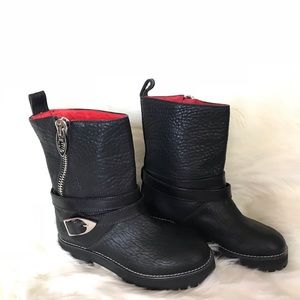 MCM Moto Leather Zipper Boots Black 36